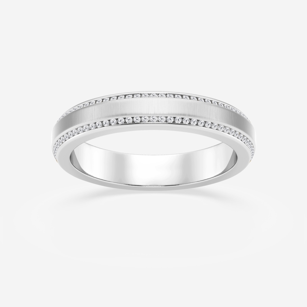 1/2 ctw Round Lab Grown Diamond 4mm Beveled Edge Satin Finish Eternity Band